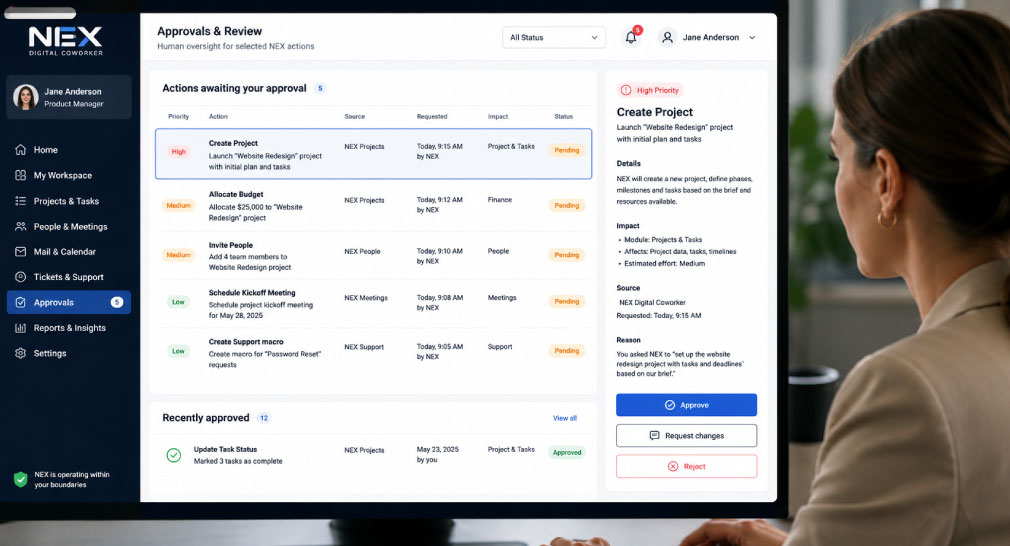 NEX AI human approval workflow