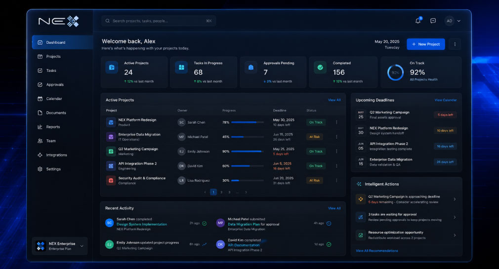 NEX AI managing enterprise projects and tasks